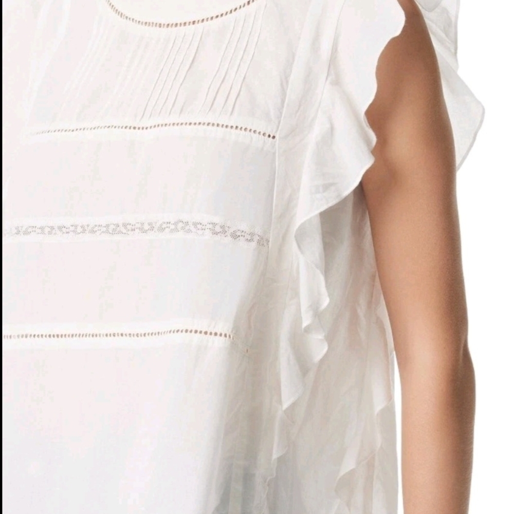 Jessica Simpson White Ruffle Eyelet Sleeveless Blouse Top Size Small NWT - Picture 4 of 11